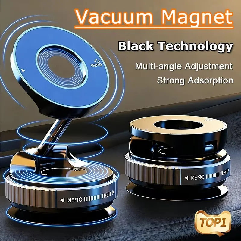 Magnetic Car Phone Holder – 360° Rotation Vacuum Suction Mount