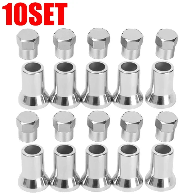 TR413 Chrome Snap-On Tire Valve Caps with Sleeve – 5 Pack