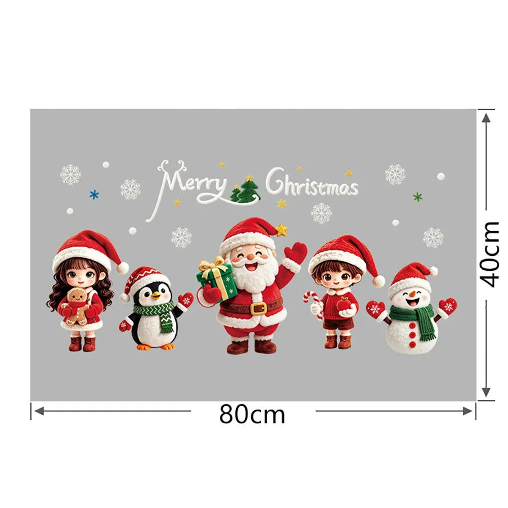 Christmas Window Stickers – Santa Snowman Snowflake PVC Decals