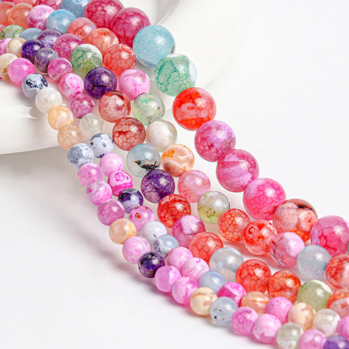 Sky Blue Fire Agate Round Beads 6/8/10mm – DIY Jewelry Strand