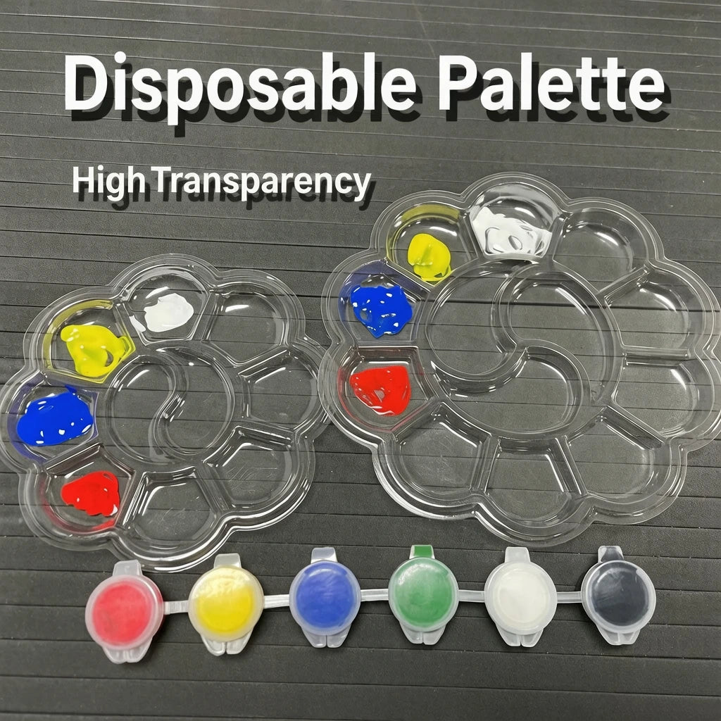 50-Pack Disposable Watercolor Paint Mixing Palettes – Plastic Trays