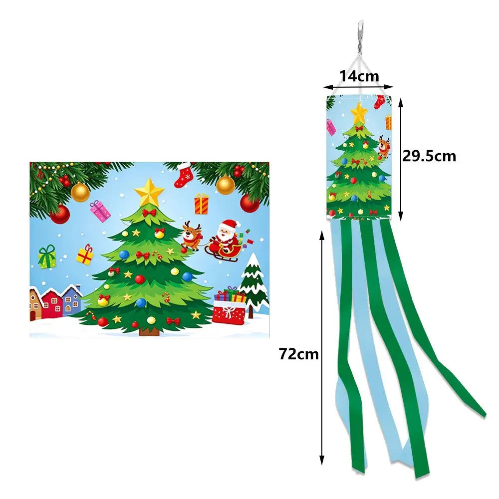 Christmas Windsock Flag – Santa Snowman Reindeer Yard Banner
