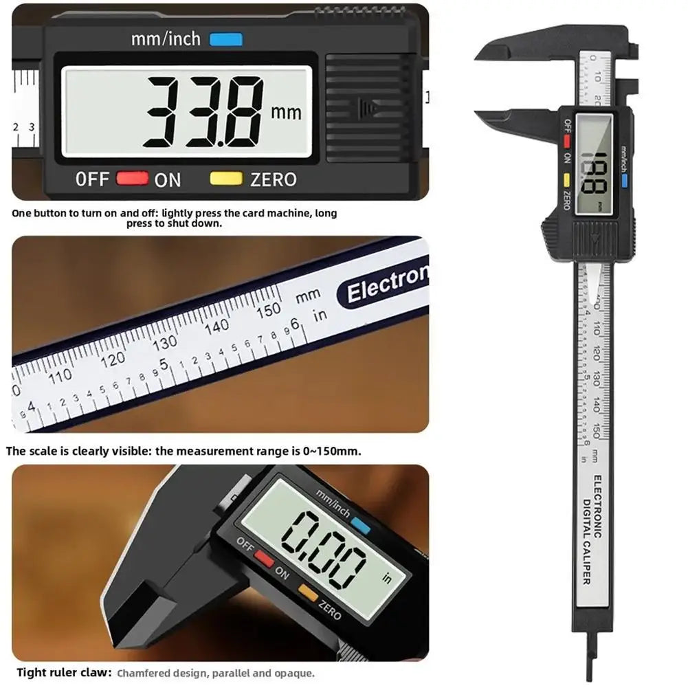 Digital Vernier Caliper 150mm LCD – Carbon Fiber Measuring Tool