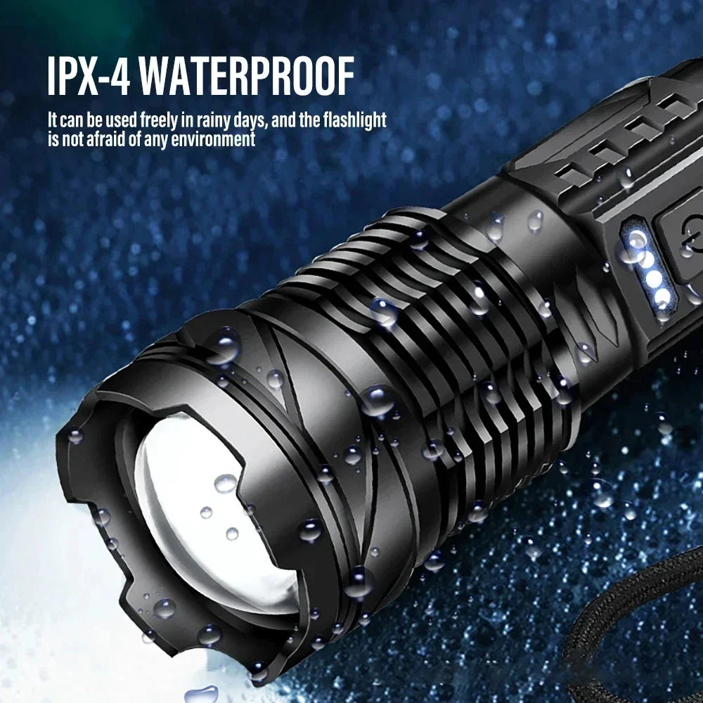 Type-C Rechargeable LED Flashlight – Zoomable 7-Mode Torch
