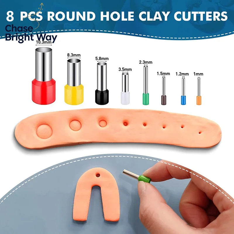 Polymer Clay Hole Punch Cutter Set – 8 Sizes DIY Earrings
