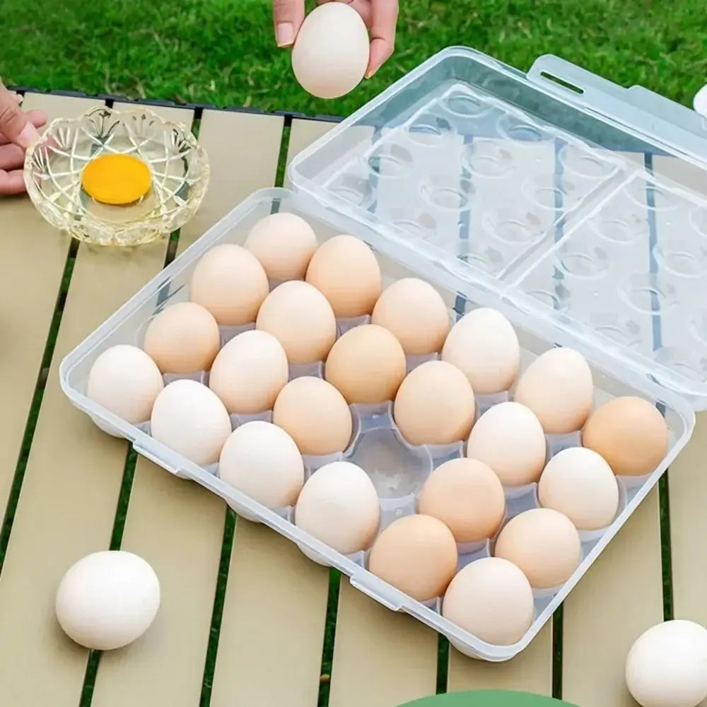 Stackable Plastic Egg Holder with Lid – Transparent Egg Organizer