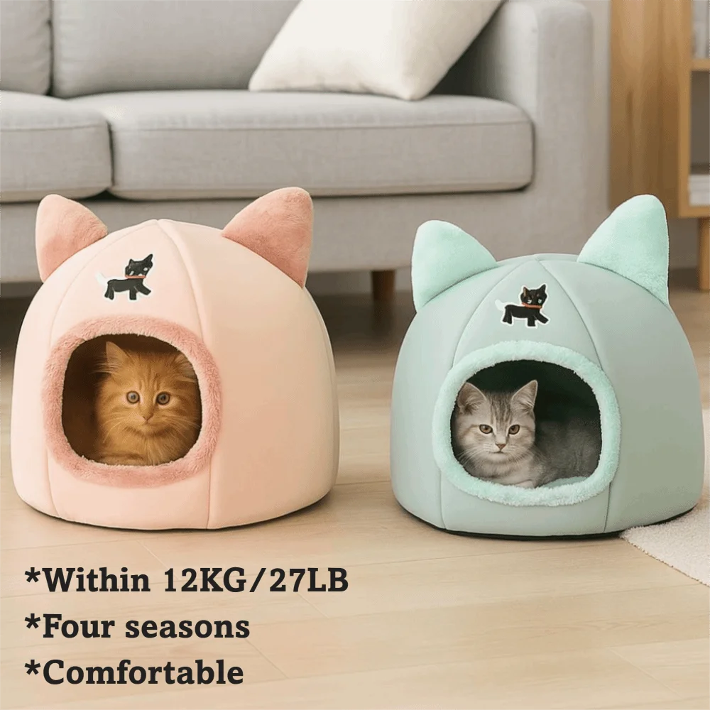 Pumpkin Cat Bed – Cozy Enclosed Pet Cave for Cats & Small Dogs