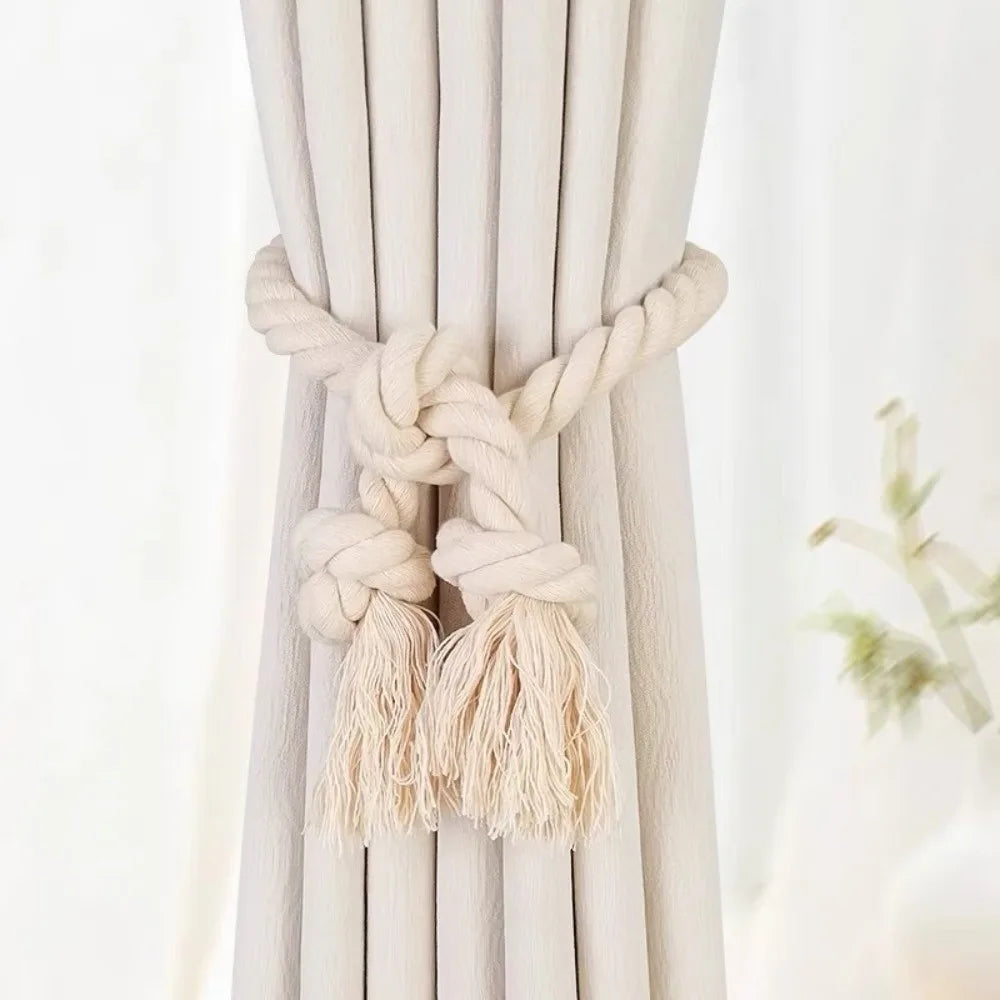Nordic Cotton Rope Curtain Tiebacks – Woven 80cm Holdbacks