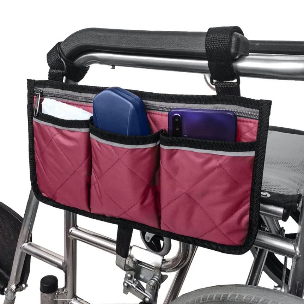 Wheelchair Armrest Hanging Bag – Multi-Pocket Waterproof