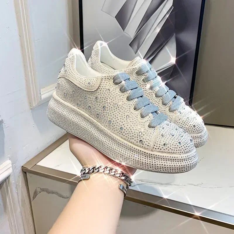 LEDP Women's Rhinestone Platform Sneakers | Luxury Casual Shoes