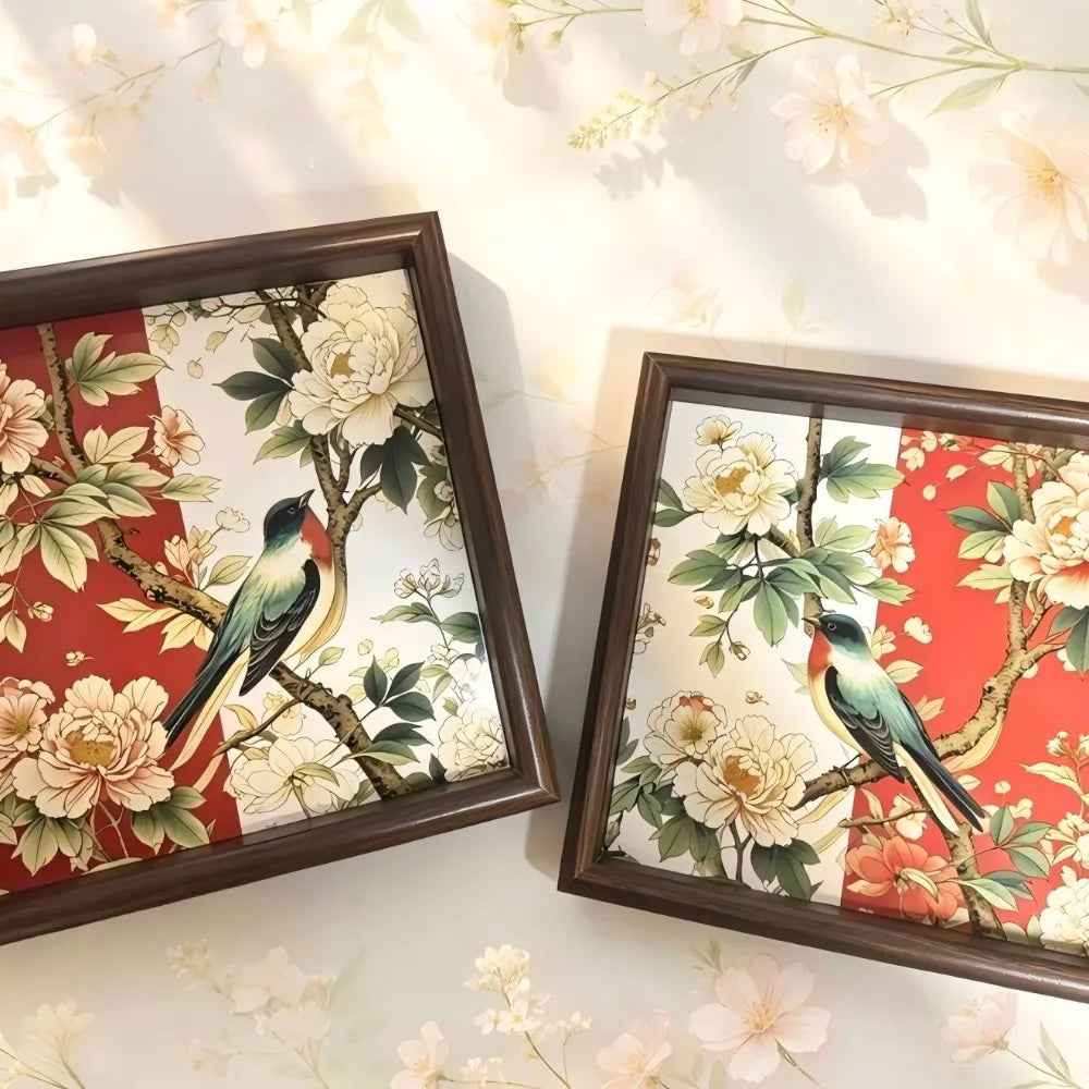 Lotus Wooden Decorative Tray – Square Raised Frame 20cm (2-Pack)