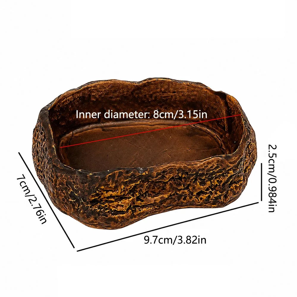 Reptile Feeding Bowl – Tree Stump Faux Stone Terrarium Basin