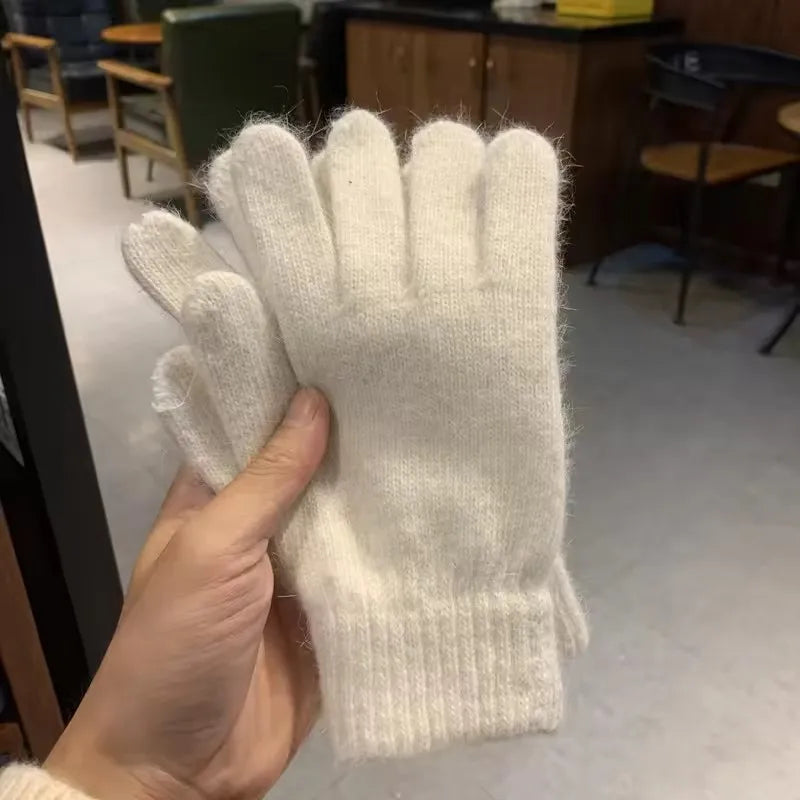 Women's Soft Cashmere Knit Winter Gloves – Warm Windproof Mittens
