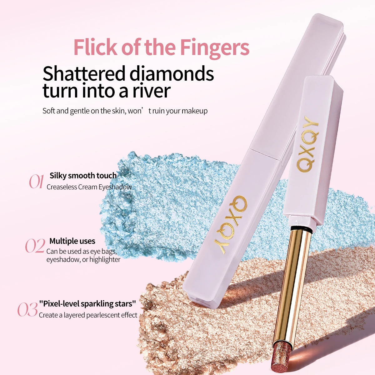 QXQY Platinum Glitter Eye Shadow Stick – Sapphire Blue