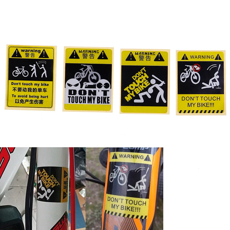 Don't Touch My Bike Waterproof Reflective Warning Decal Yellow