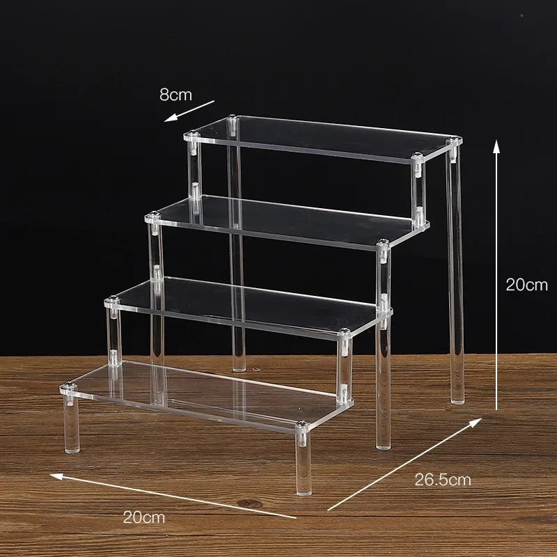 Black Acrylic Display Stand Riser 1–5 Tier Organizer Rack