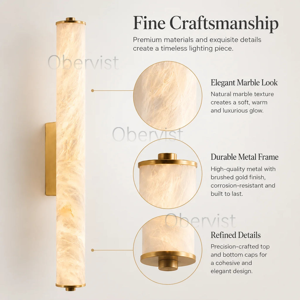 Snowflake Marble LED Wall Sconce | Copper Accent Light
