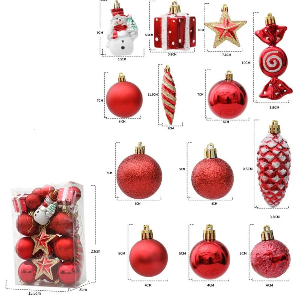 Mixed Shape Christmas Ornament Balls – Red, Gold & Rose Gold