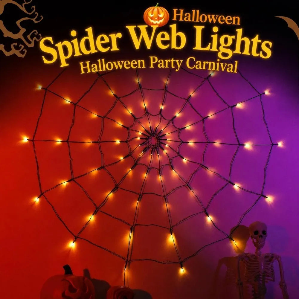 Halloween Spider Web String Light – 70 LED Net Light 1.2M