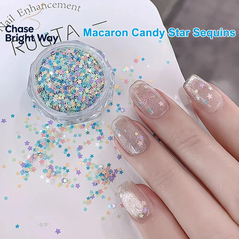 Star Shape Macaron Nail Glitter Sequins – DIY Nail Art Decor