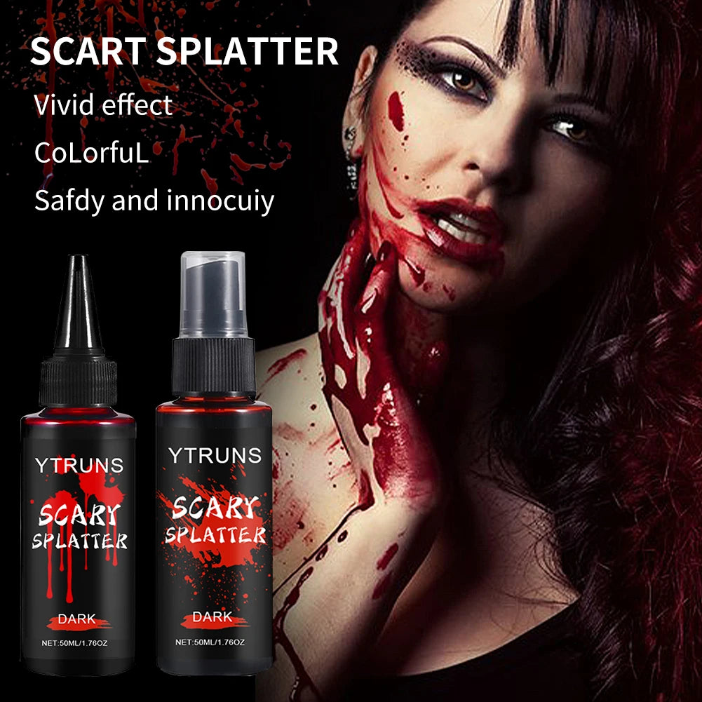 Halloween Fake Blood Makeup Kit – SFX Spray & Drip Set 2PCS
