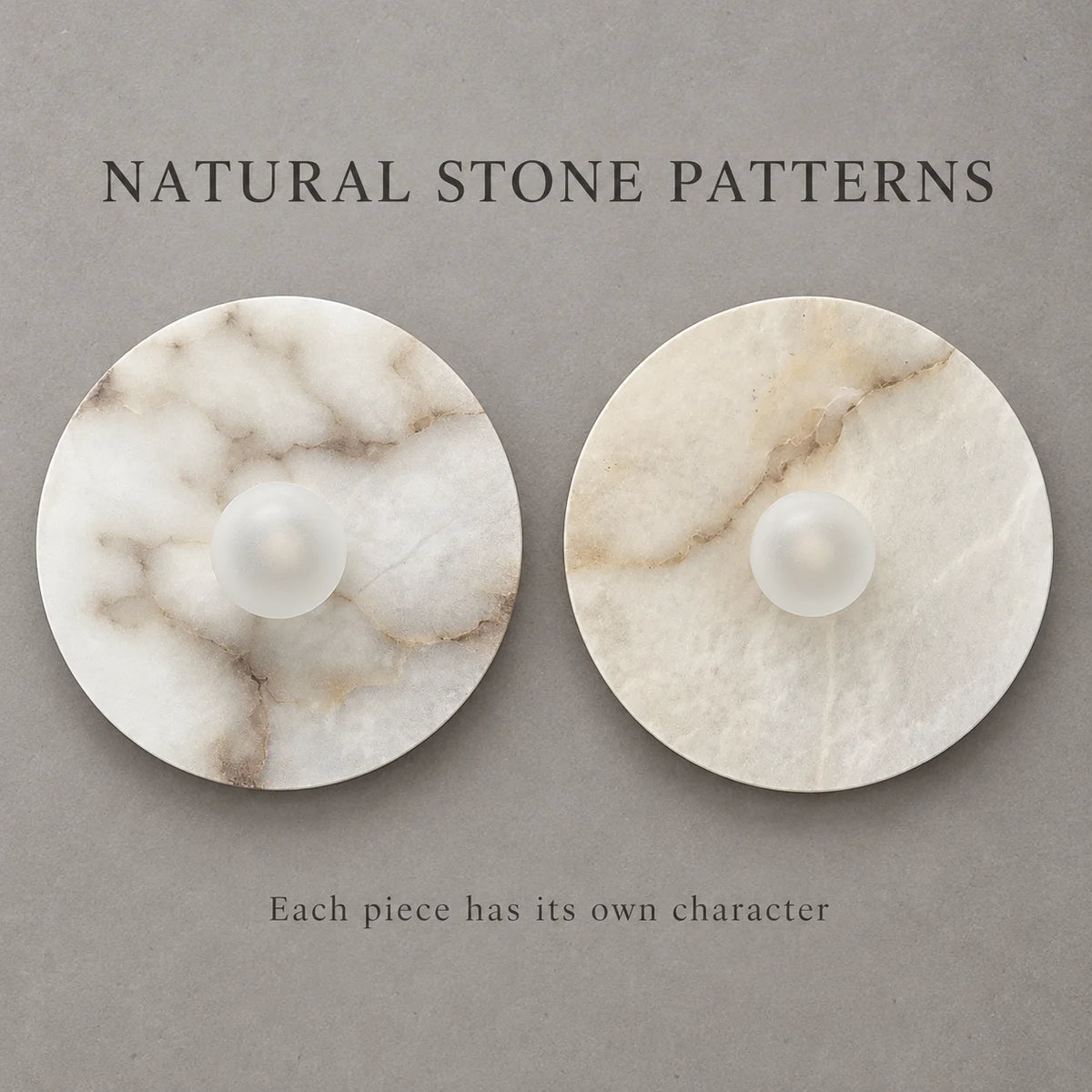 Round Marble Wall Sconce – Modern Stone LED Accent Light
