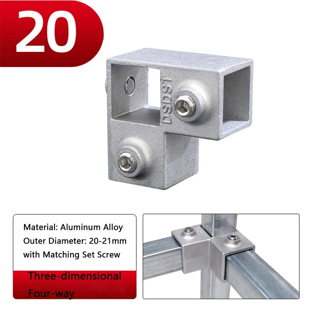 Aluminum Alloy Square Tube Pipe Clamp Connector | 3 Sizes