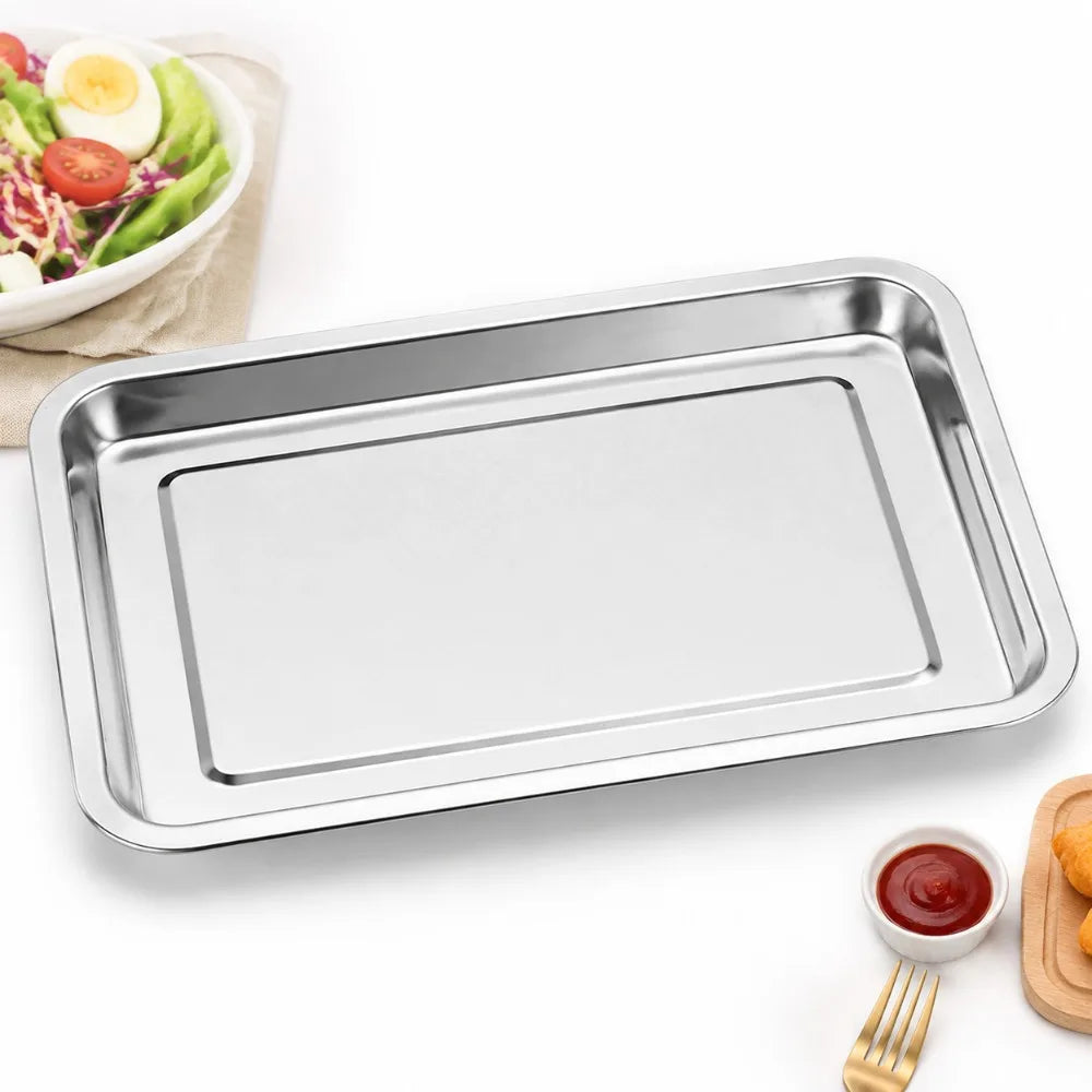 304 Stainless Steel Square Tray – Warp-Resistant Serving Pan