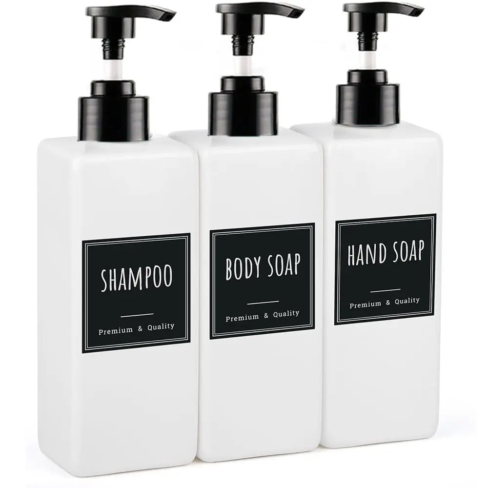 3-Pack 500ml Soap Dispenser Set with Labels – Pump Bottles
