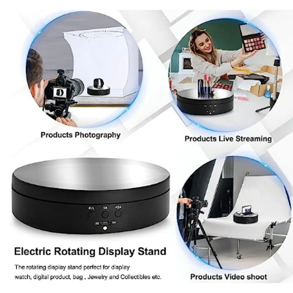 Motorized 360° Rotating Display Stand with Controller & Covers