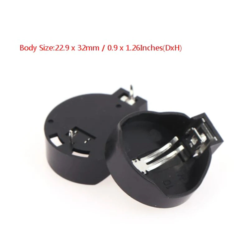 CR2032 Coin Cell Battery Holder Case 10-Pack | Black Socket