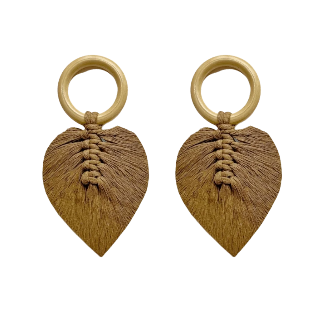 Macrame Leaf Napkin Rings – Boho Woven Holders, Set of 2
