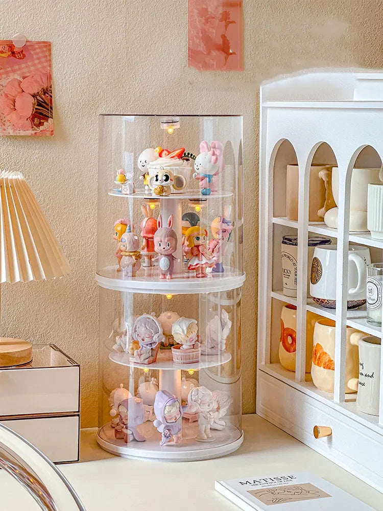 Rotating Round Display Case – Action Figures & Doll Organizer