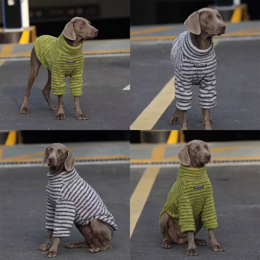 Fleece Striped Dog Turtleneck Sweater – Medium & Large Dogs