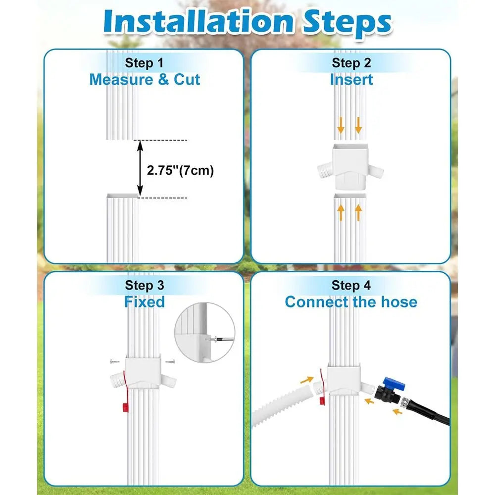 Dual Outlet Downspout Diverter with 5FT Hose | Rain Barrel Kit