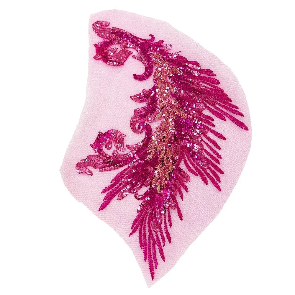 Sequin Phoenix Feather Embroidery Patch – DIY Sew-On Appliqué