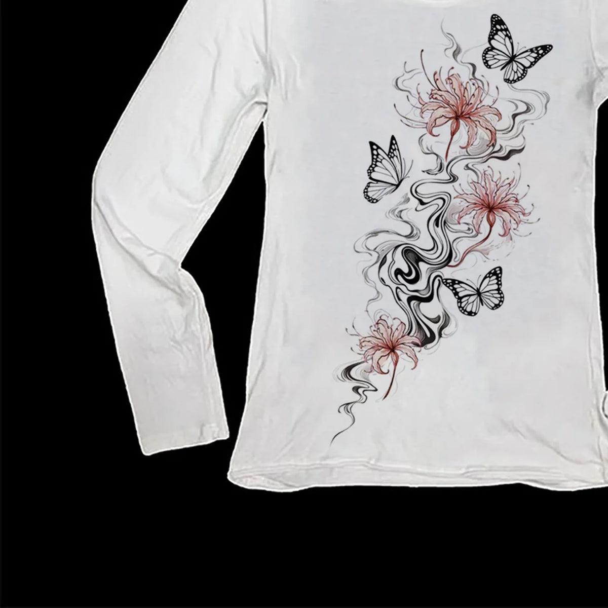 Y2K Retro Long-Sleeve Skinny Top – 90s Fairy Emo Tee