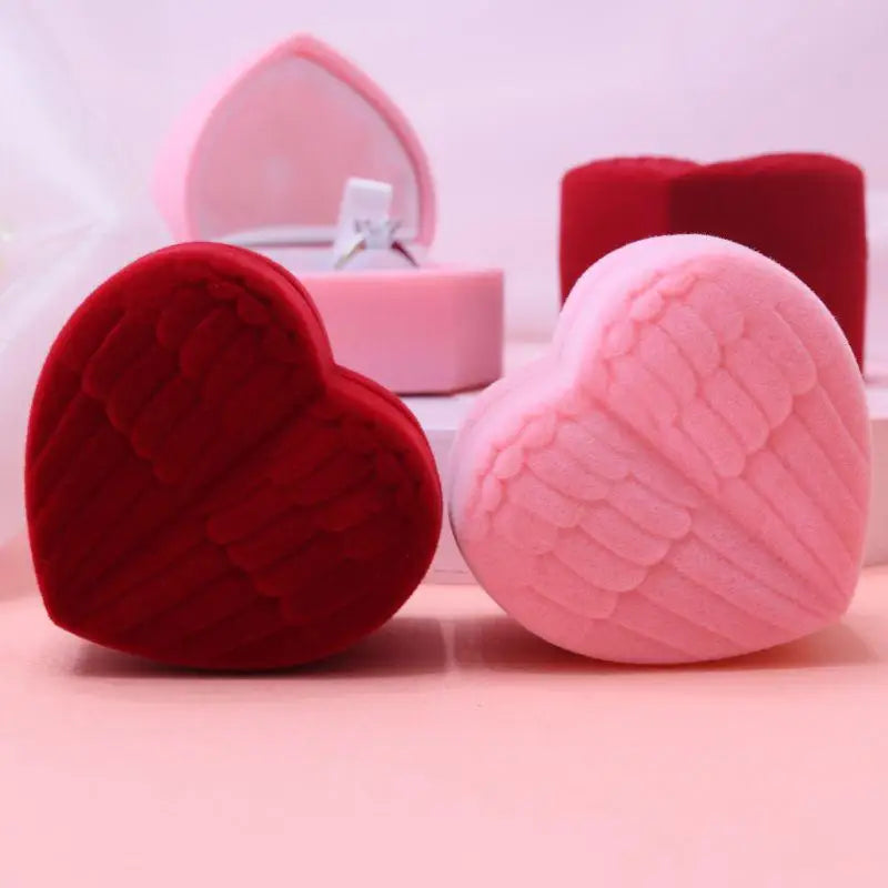 Velvet Flocked Ring Box – Rose Heart Jewelry Gift Case