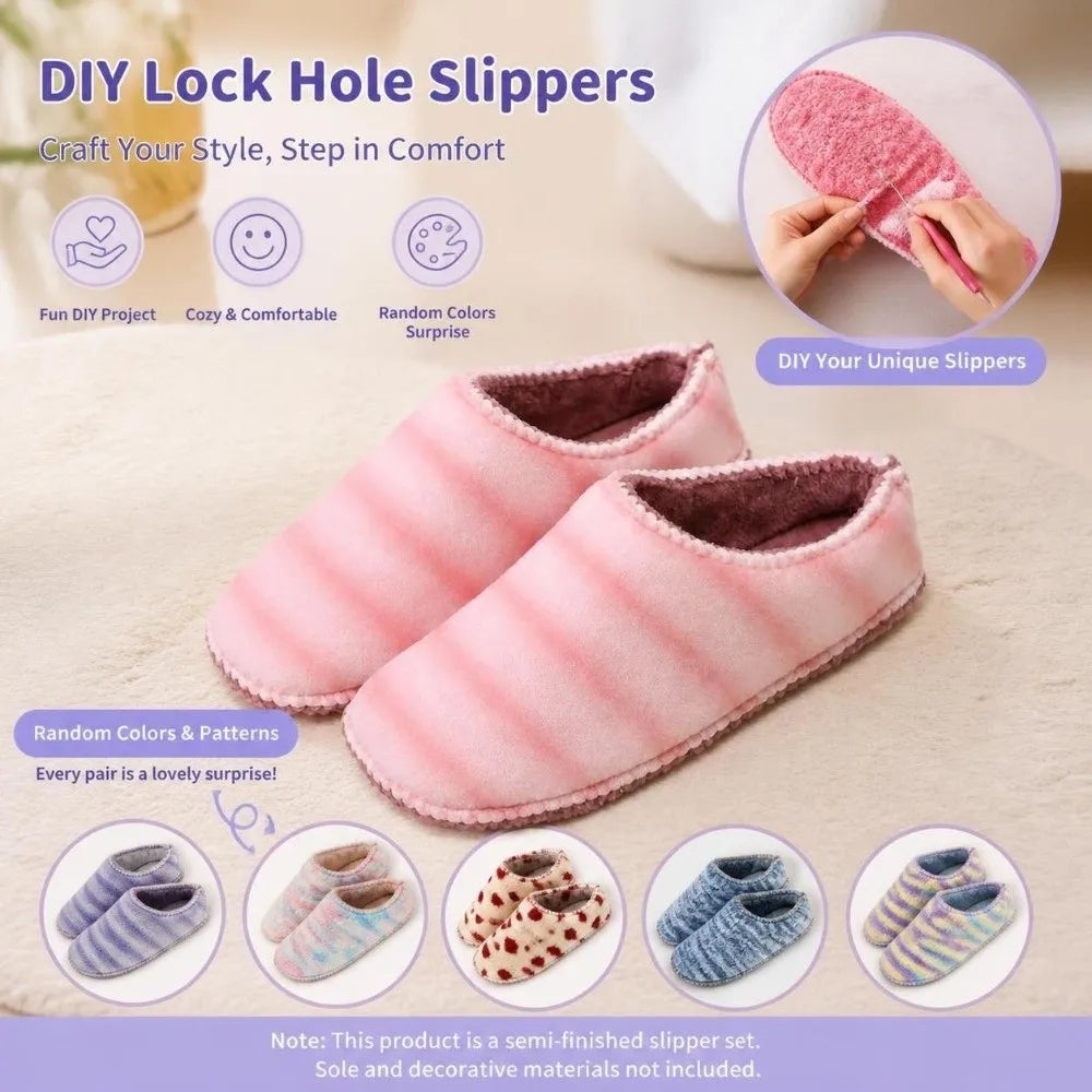 Pre-Sewn Knitted Yarn Slipper Upper – DIY Mid-Top House Slipper