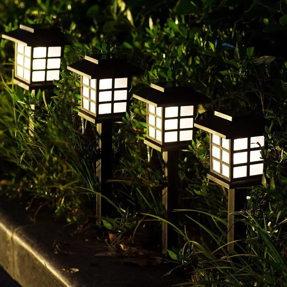 10-Pack Solar Garden Stake Lights – Retro House LED Lawn Lamps