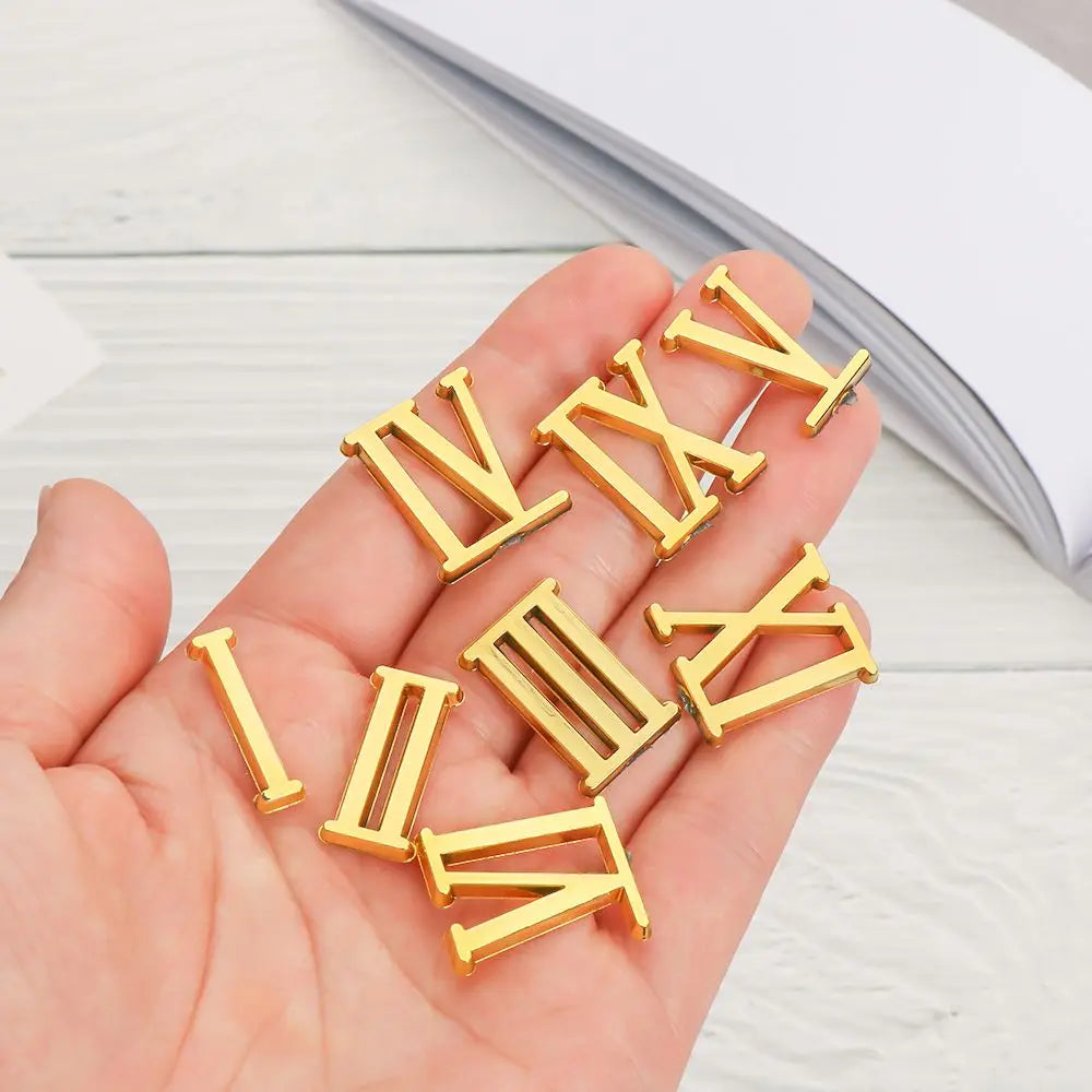 Quartz Clock Numeral Set – Arabic & Roman Numerals 12 PCS