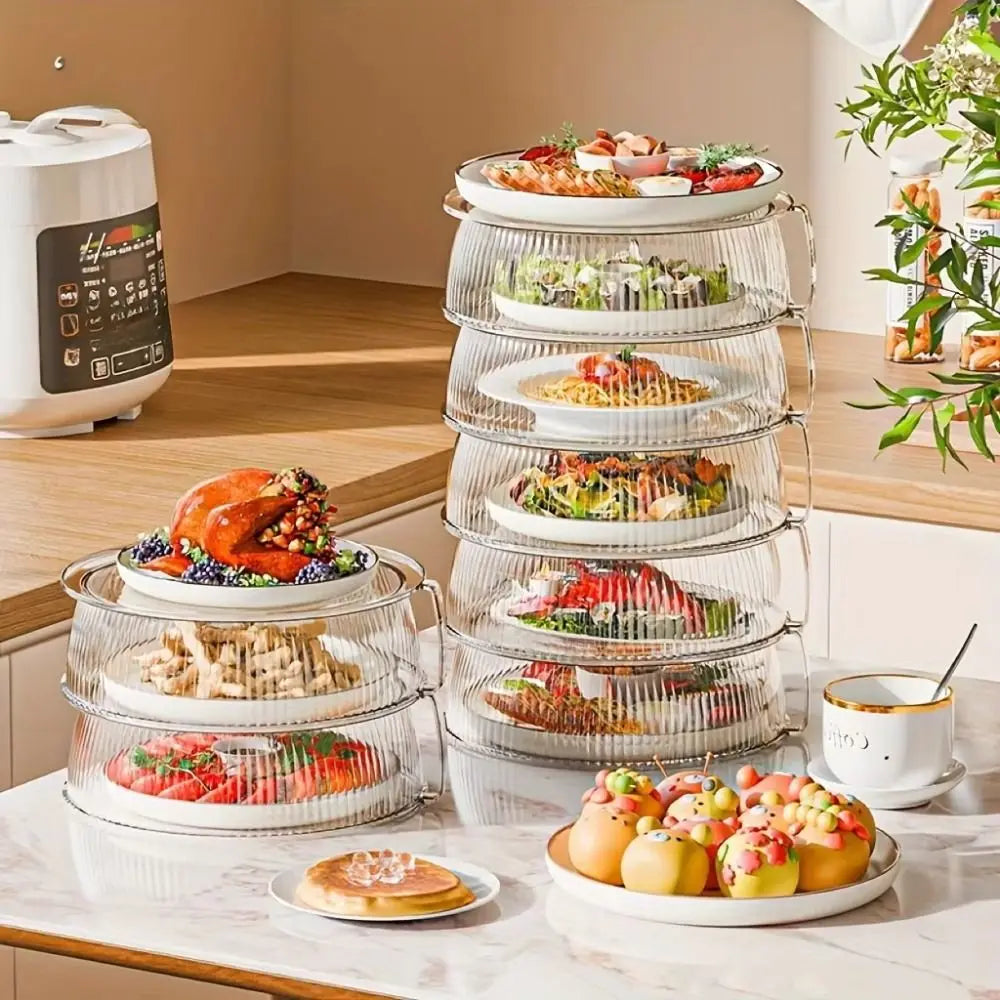 Transparent Microwave Food Cover – Dustproof Splatter Guard