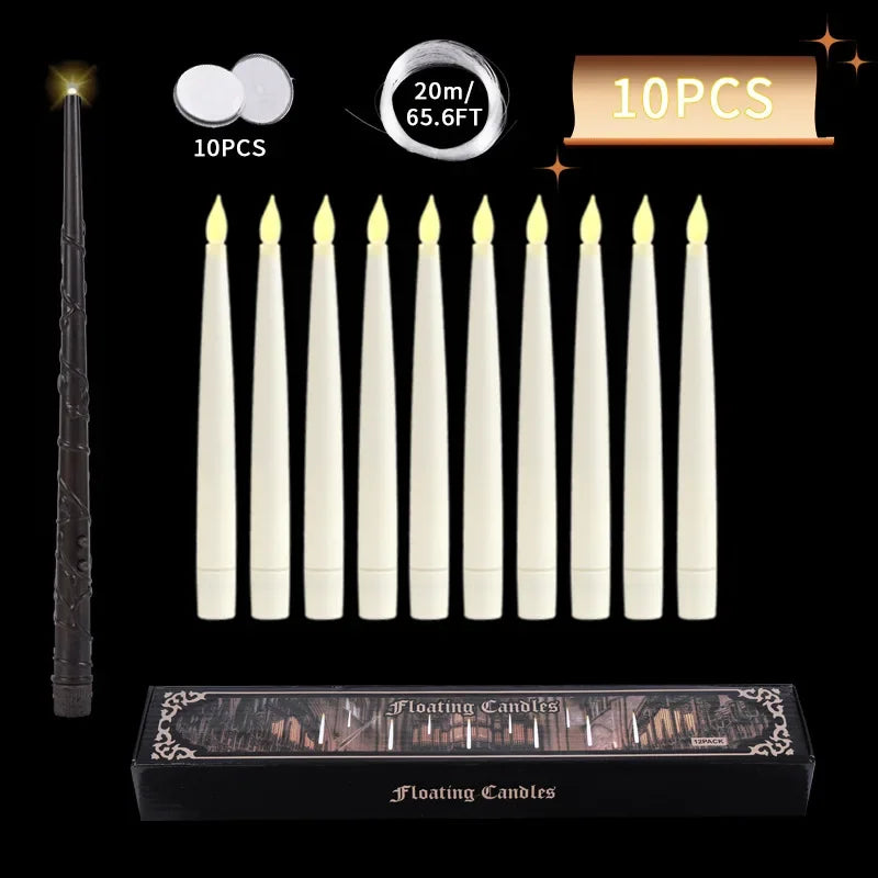 LED Floating Candles + Magic Wand Remote – 10/12 Pack