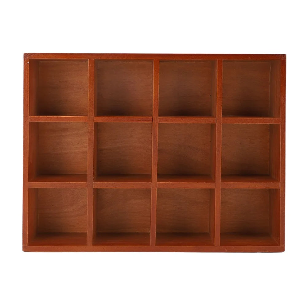 Solid Wood Desktop Organizer – 12-Compartment Vintage Storage