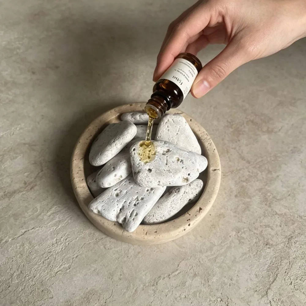 Travertine Aroma Stone Diffuser – Flameless Essential Oil Diffuser