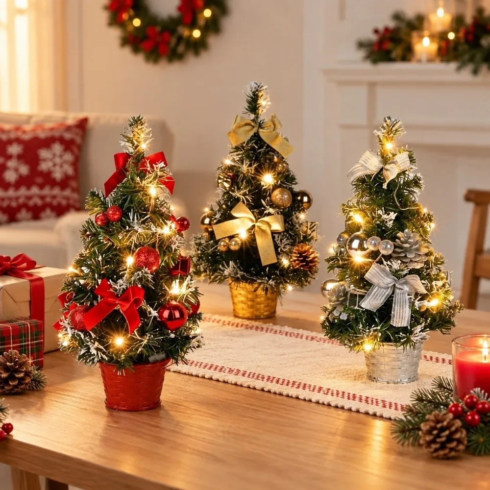 Mini Pre-Lit Artificial Christmas Tree 20cm | 3 Color Styles