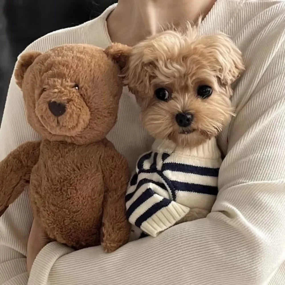 Striped Knitted Dog Sweater Pullover – Warm Cotton Pet Coat