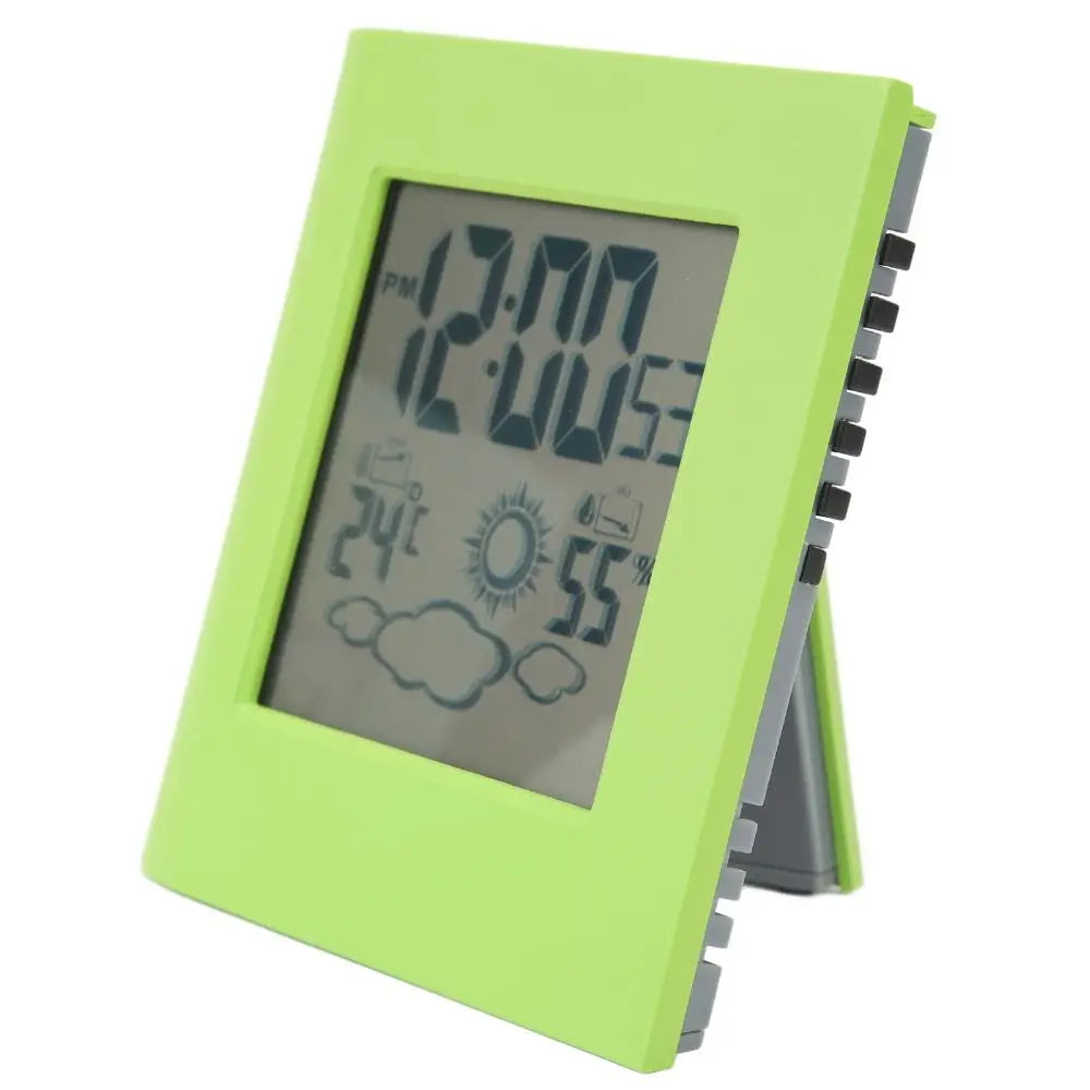 Solar Battery Alarm Clock LCD Weather Forecast Display
