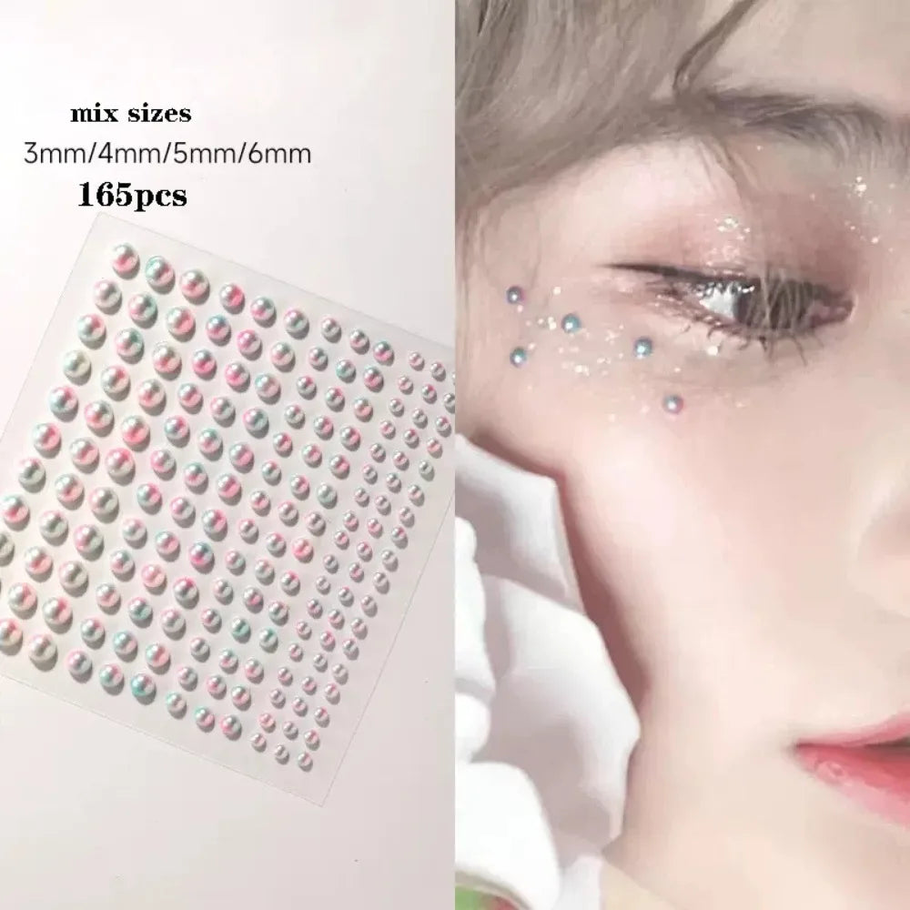 Self-Adhesive Beige Pearl Stickers – Mix 3/4/5/6mm Hair & Face