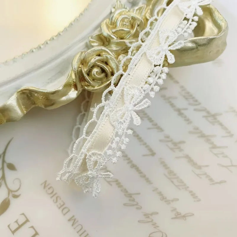 Pink & White Flower Bow Lace Ribbon 1 Yard – 1.8cm DIY Trim